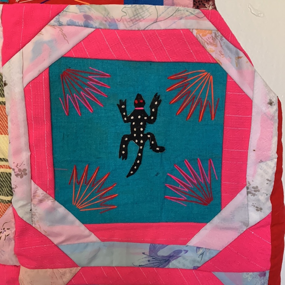 Quilted Vintage Hand Made Panda Patchwork Embroid… - image 8